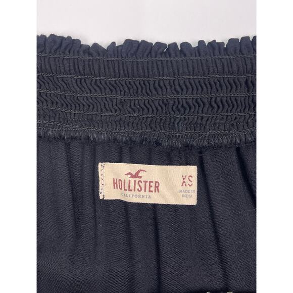 Hollister Size XS Black Floral Embroidered Long‑Sleeve Babydoll Dress - Picture 12 of 13